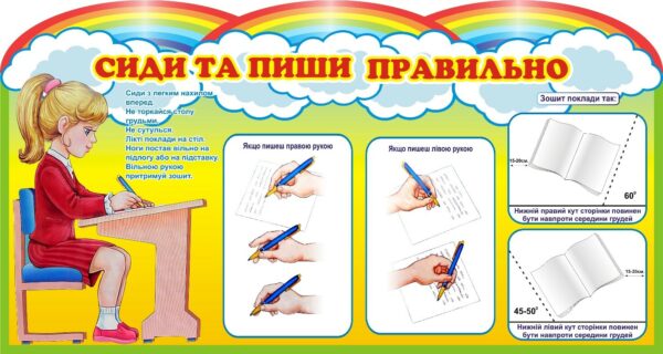 Стенд «Сиди та пиши правильно» для початкової школи