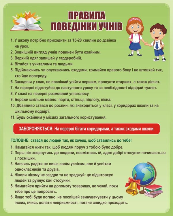 Стенд «Правила поведінки учнів» Шкільний етикет: ключ до успіху