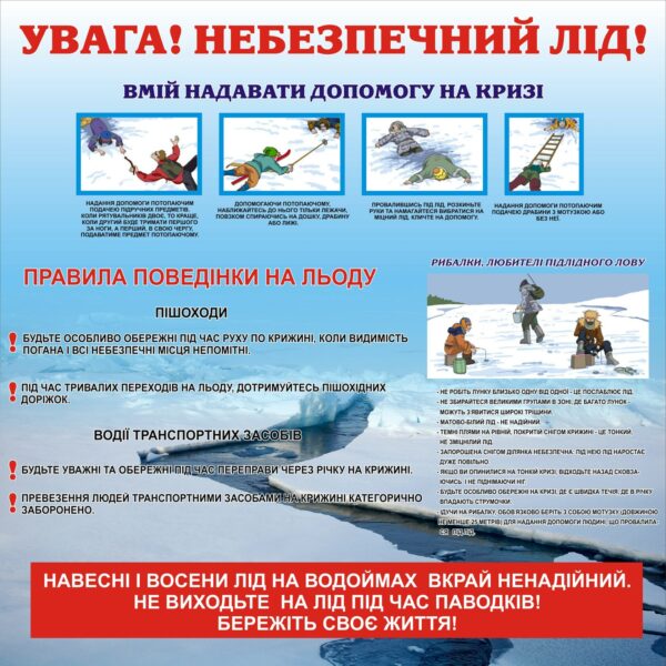 Стенд «Безпека на льоду: поради, які рятують життя»