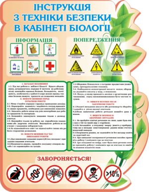 Стенд «Техніка безпеки на уроках біології»