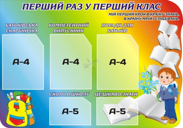 Стенд «Перший раз у перший клас» для батьків і першокласників