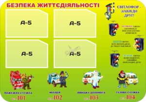 Пластиковий стенд «Безпека життєдіяльності для дітей»