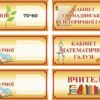 Пластикові таблички для навчальних кабінетів в асортиметі