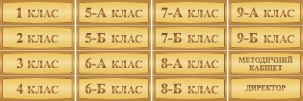 Комплект пластикових табличок «Класи та кабінети»