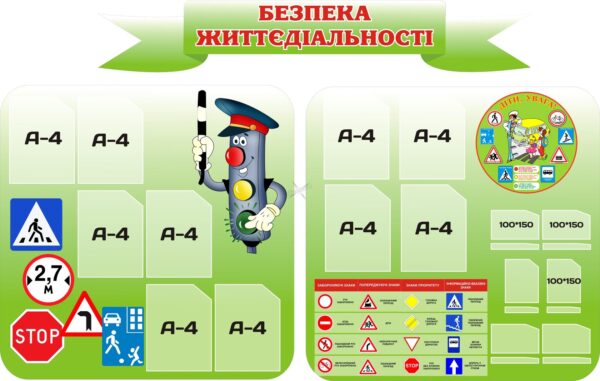 Комплект пластикових стендів «Безпека дорожнього руху та життєдіяльності»
