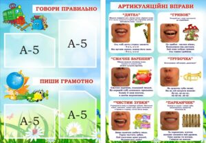 Набір стендів «Говори правильно та пиши грамотно» для кабінету логопеда
