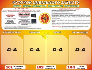 Стенд «Куточок цивільного захисту: знати, вміти, запобігти»