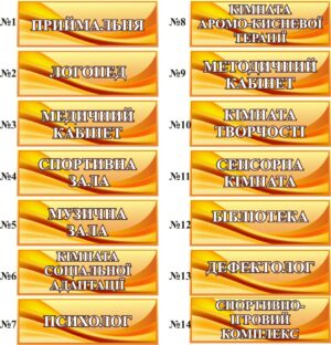 Пластикові таблички для кабінетів та кімнат закладу освіти