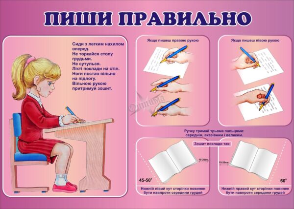 Пластиковий стенд «Правильна посадка та письмо»