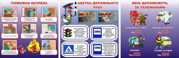 Комплект пластикових стендів «Пожежна безпека та правила дорожнього руху»
