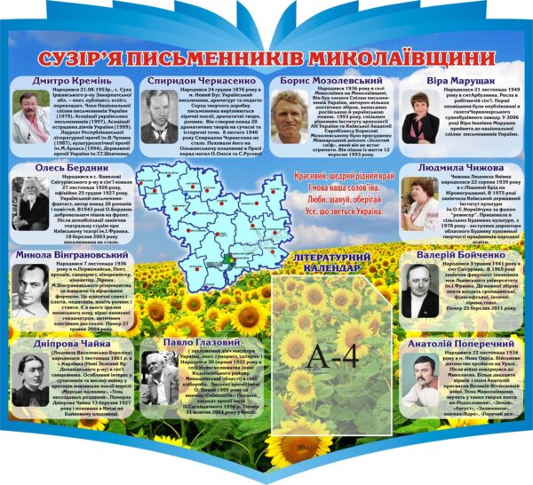 Пластиковий стенд «Сузір'я письменників Миколаївщини»