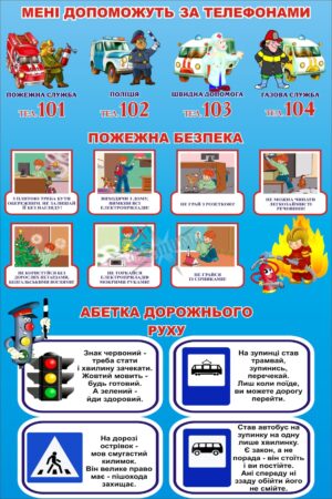 Пластиковий стенд «Пожежна безпека та дорожній рух»