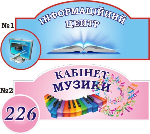 Табличка на шкільні кабінети в асортименті