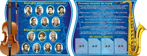 Набір стендів «Корифеї музики та основні вимоги до співу»