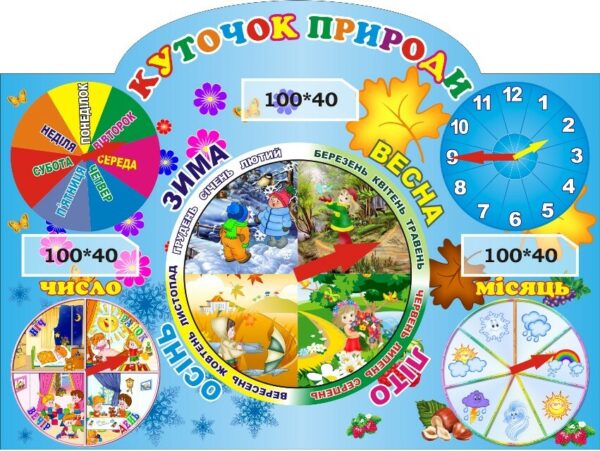 Стенд «Куточок природи» з рухомими стрілками