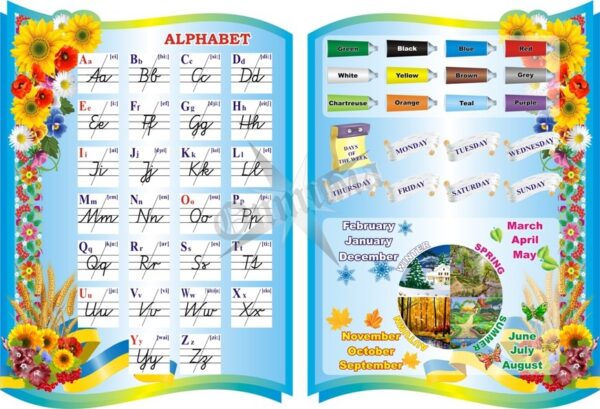 Набір стендів «Алфавіт, кольори, дні та місяці»