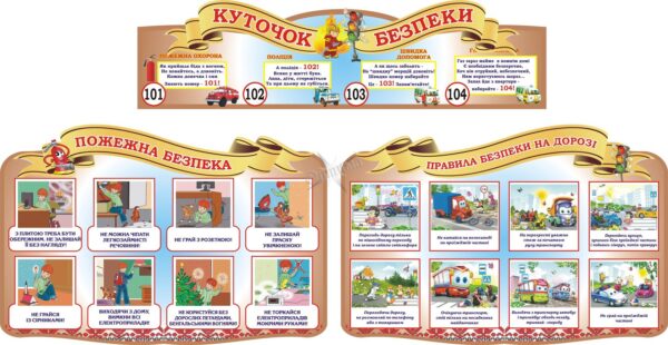 Набір стендів «Пожежна безпека та правила безпеки на дорозі»