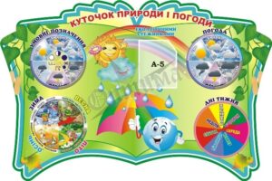 Стенд «Куточок природи і погоди» з рухомими стрілками
