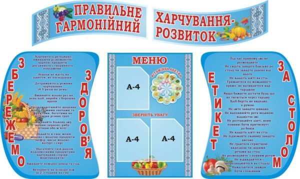 Набір стендів «Правильне харчування – гармонійний розвиток»