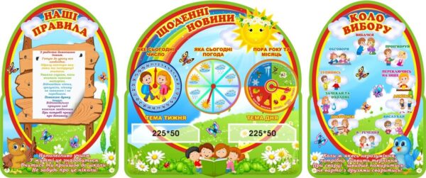 Набір стендів для НУШ «Щоденні новини, наші правила, коло вибору»