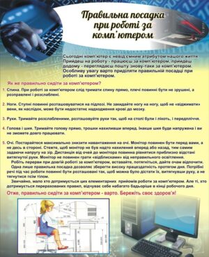 Стенд «Правильна посадка при роботі за комп'ютером»