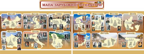 Комплект пластикових стендів «Мапа зарубіжної літератури»