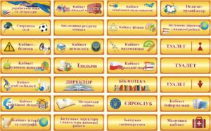 Таблички на шкільні кабінети в асортименті