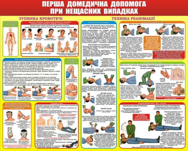 Пластиковий стенд «Перша домедична допомога при нещасних випадках»