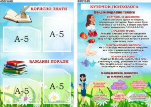 Комплект стендів «Куточок психолога та Корисно знати»