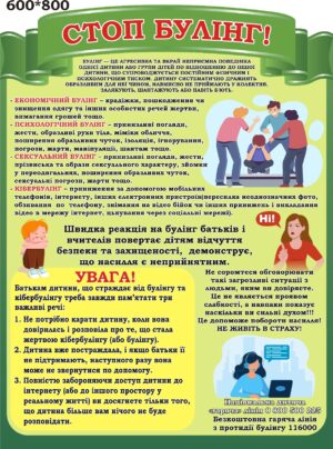 Пластиковий стенд «Стоп булінг!» для навчальних закладів