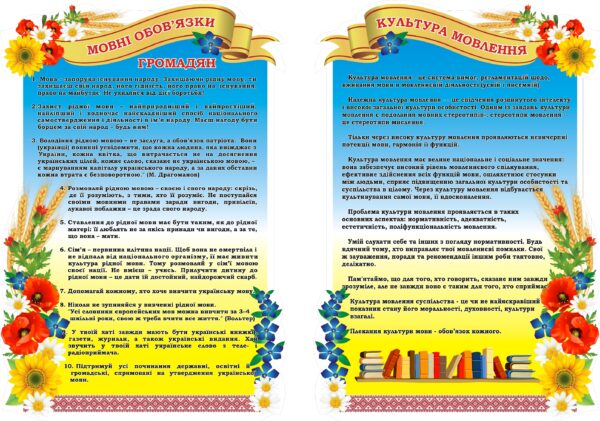 Комплект пластикових стендів «Мова і культура мовлення»