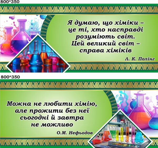Комплект пластикових стендів з хімії «Мудрість науки»
