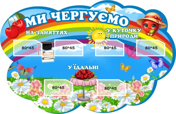 Пластиковий стенд «Ми чергуємо» група «Вишенька»
