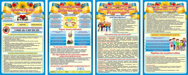 Комплект пластикових стендів «Безпечне та сучасне освітнє середовище»