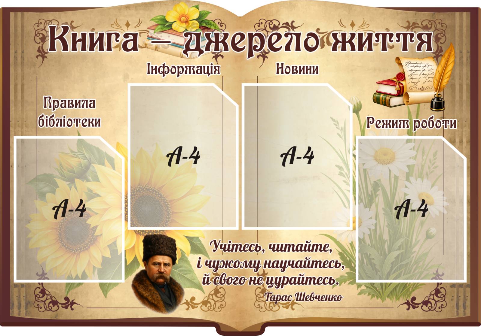 Стенд для бібліотеки «Книга — джерело життя»