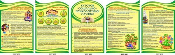 Інформаційний комплект стендів «Куточок соціально-психологічної служби»